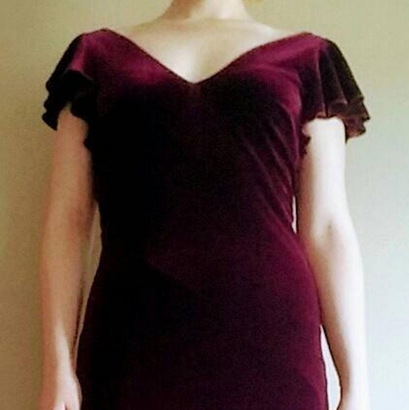 Vintage 1930's Inspired Red Wine Velvet Bias Dress - Picture 2 of 16